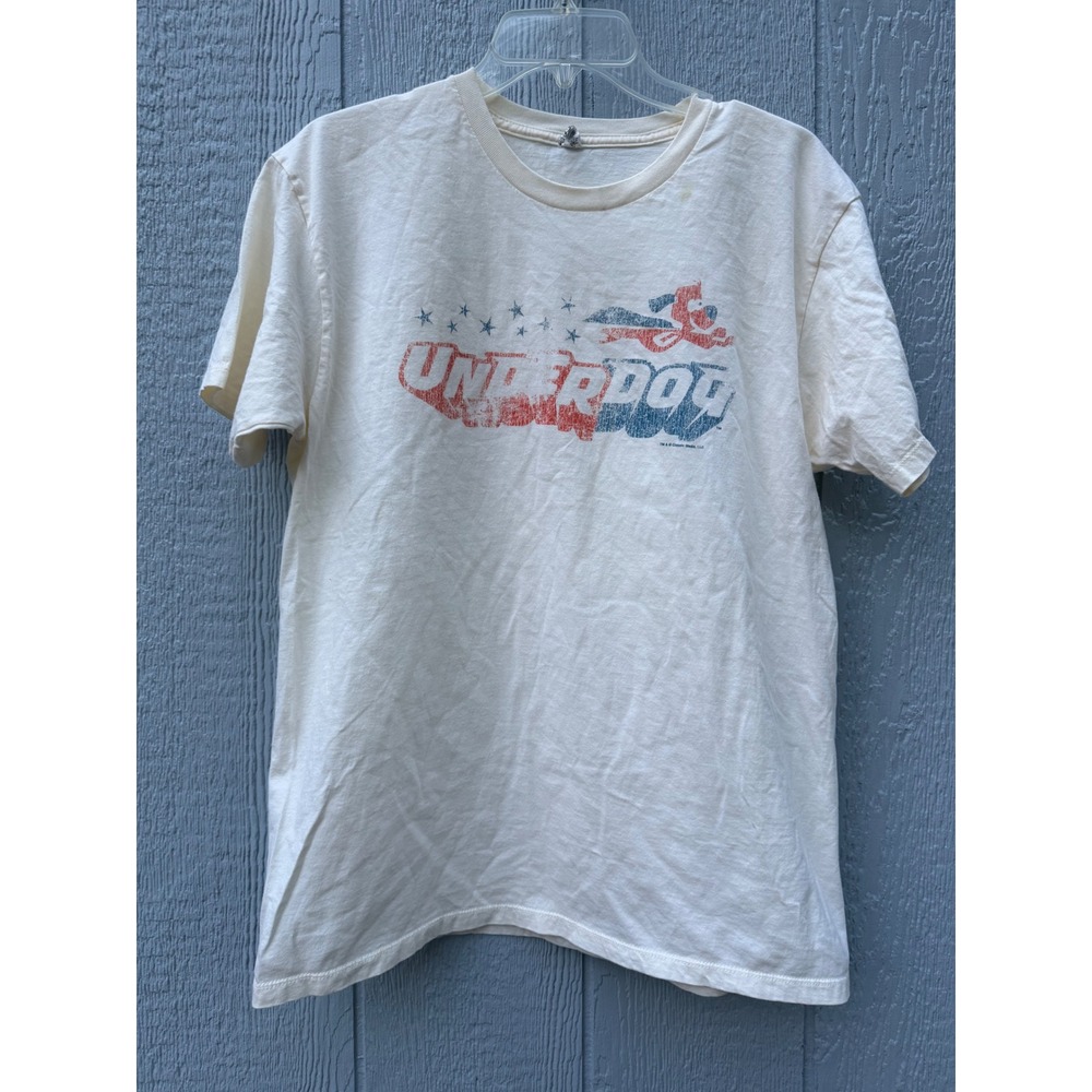Underdog Graphic T-Shirt Mens Large Cream Vintage Style Cartoon Tee